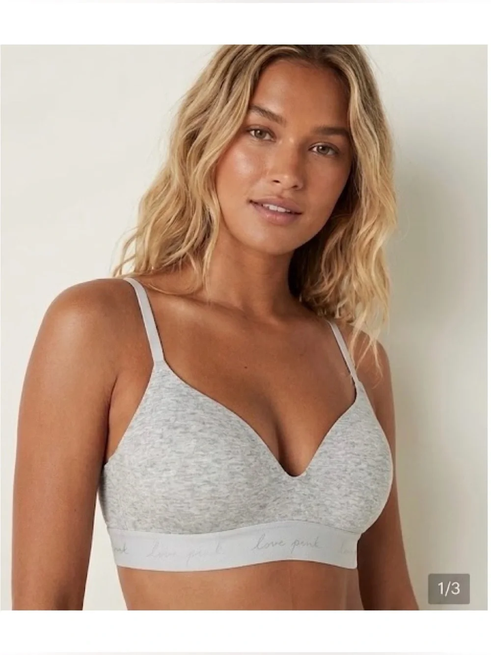 PINK Victoria's Secret Light Heather Gray Seamless Bra NWT